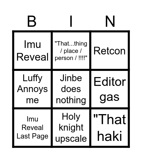 One Piece 1179 Bingo Card