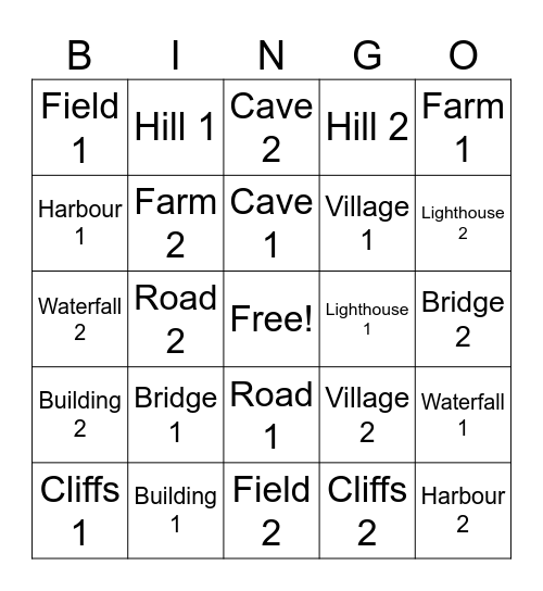 Places in Town And Countryside. Lead The Way Book 3 Bingo Card
