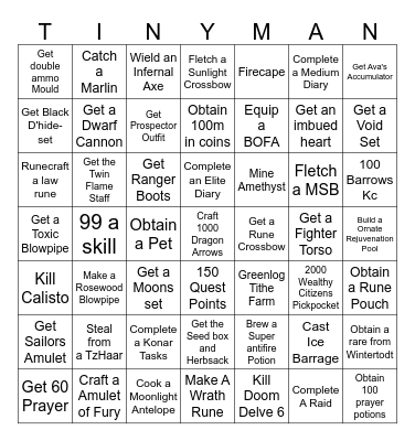 Tiny Trio Trial Bingo Card
