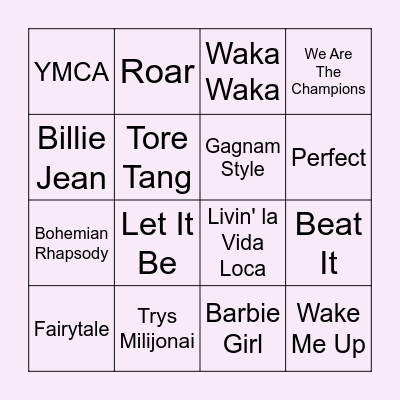 Wedding Music Bingo Card