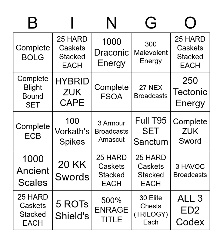 EPIC RS3 PVM BINGO Card