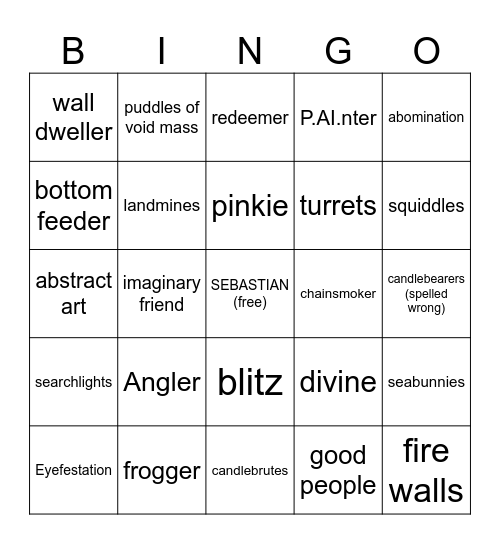 Pressure entities bingo Card