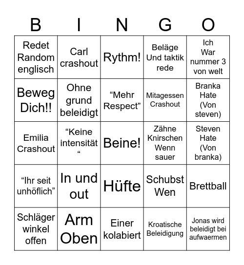 Branka camp Bingo Card