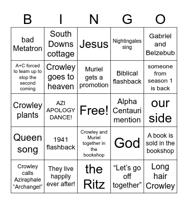 Good Omens 3 Bingo Card