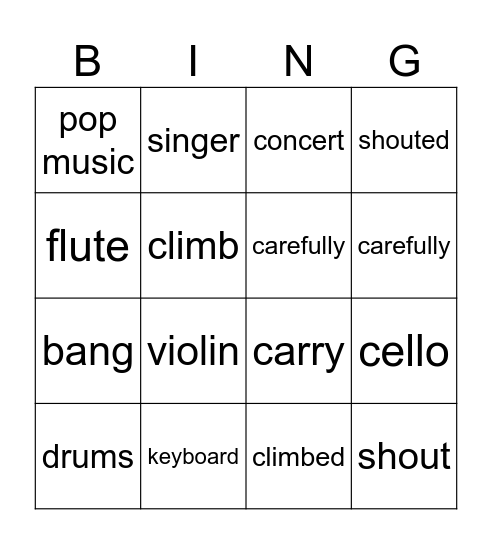 MOVE TO THE MUSIC Bingo Card