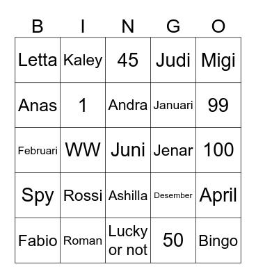 Untitled Bingo Card