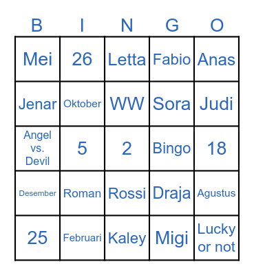 Edric Bingo Card