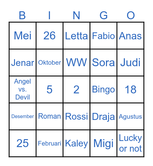 Edric Bingo Card