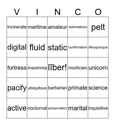 Derivatives Bingo Card