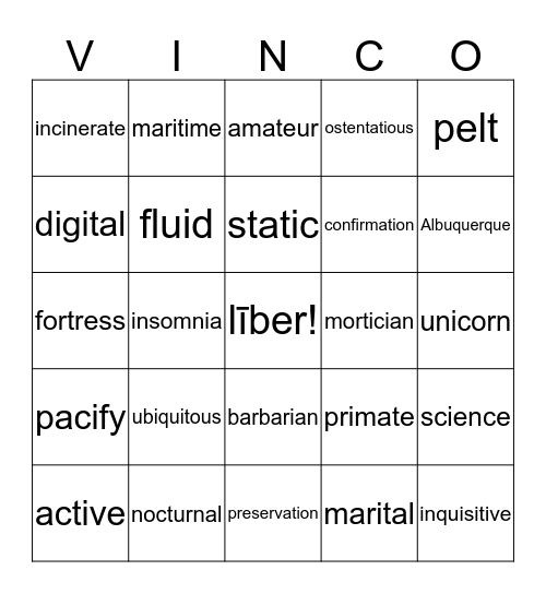 Derivatives Bingo Card
