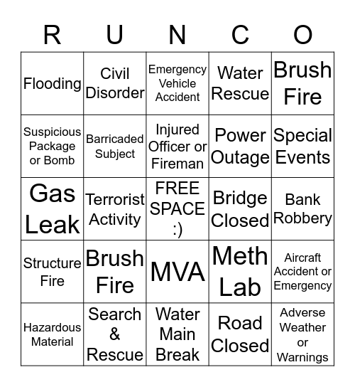Knowledge Center Bingo (RUNCO) Bingo Card
