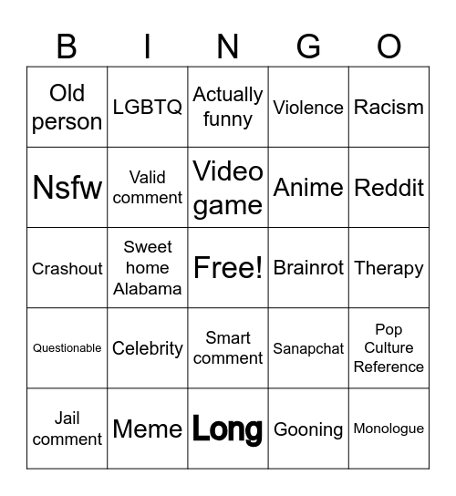 Screenshot out of context Bingo Card