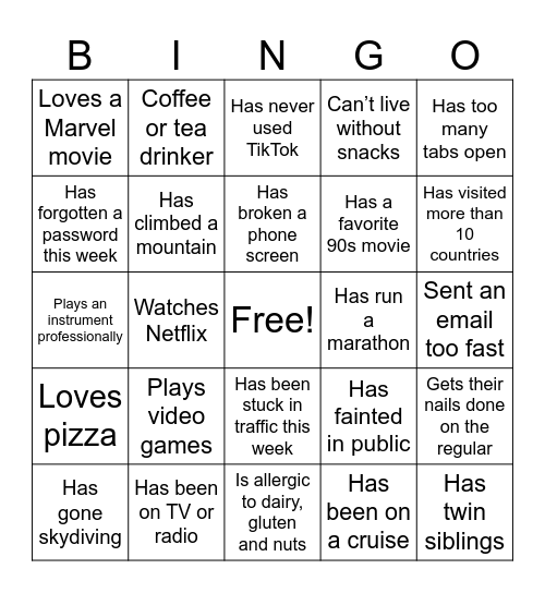 PAR BINGO Card
