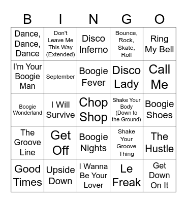 Disco R1 Bingo Card