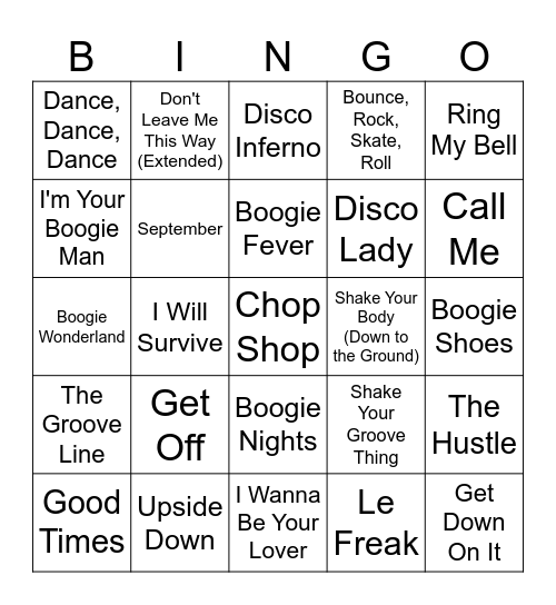 Disco R1 Bingo Card