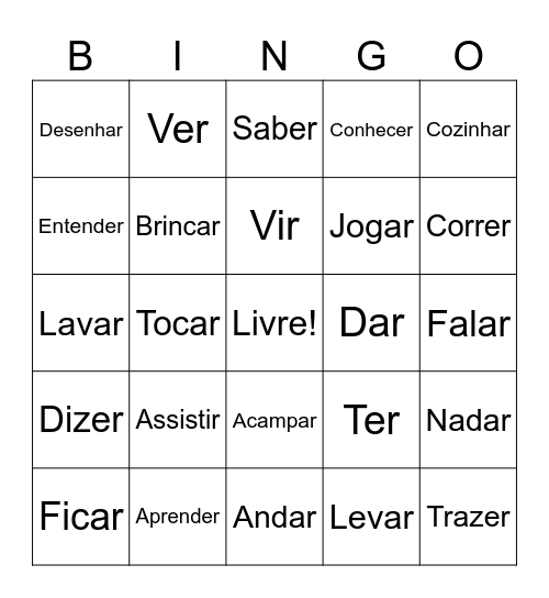 verbos - bingo Card
