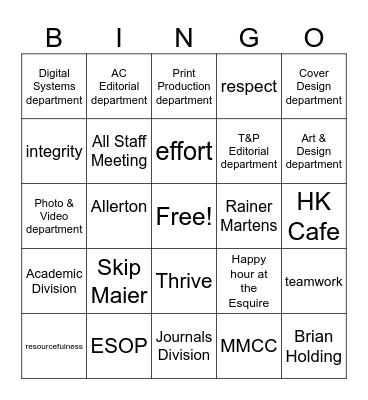 HK Bingo Card