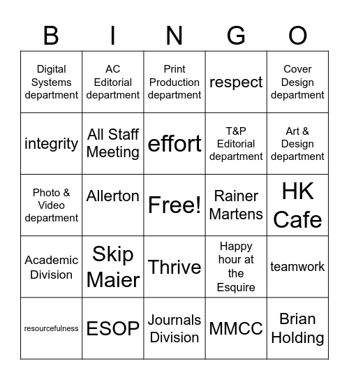 HK Bingo Card