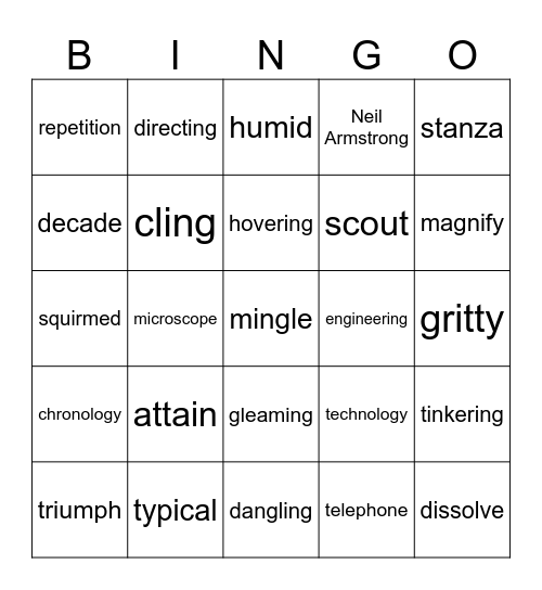unit 4-5 Bingo Card