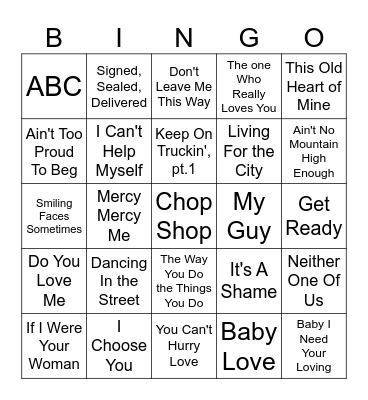 Motown R4 Bingo Card