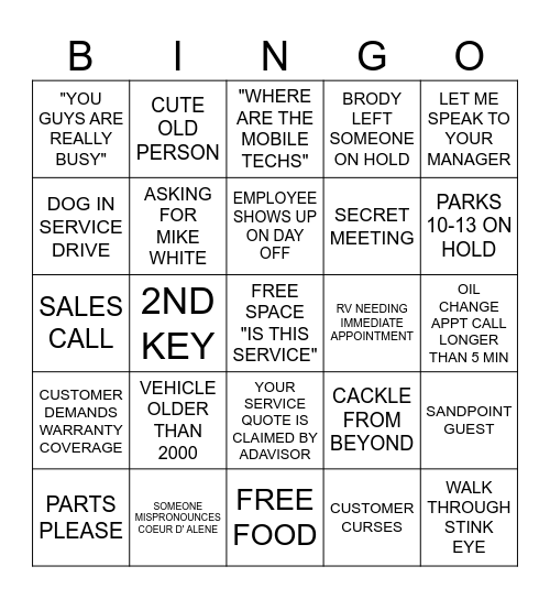 BDC BINGO Card