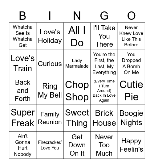 Soul Train R6 Bingo Card