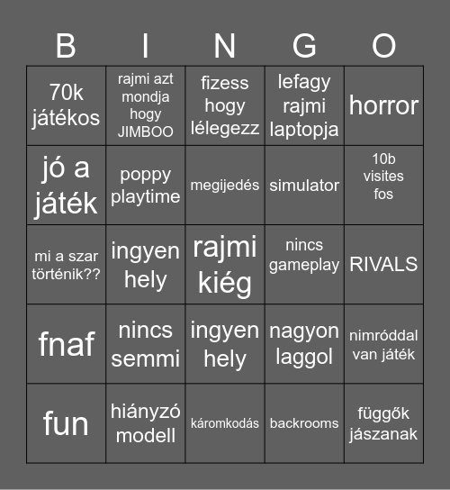 ratyi játék rajmival Bingo Card