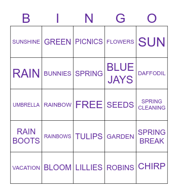 SPRING BINGO! Bingo Card