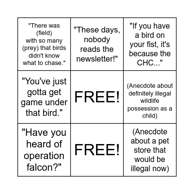 Falconer's Bingo Card