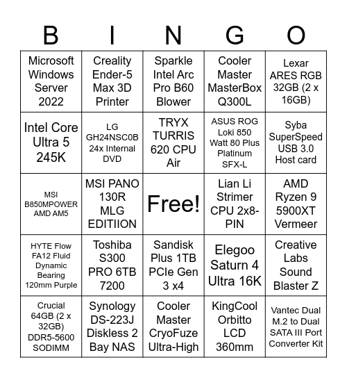 BYO Bingo Card