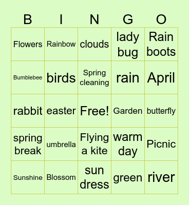 Spring Time Bingo Card