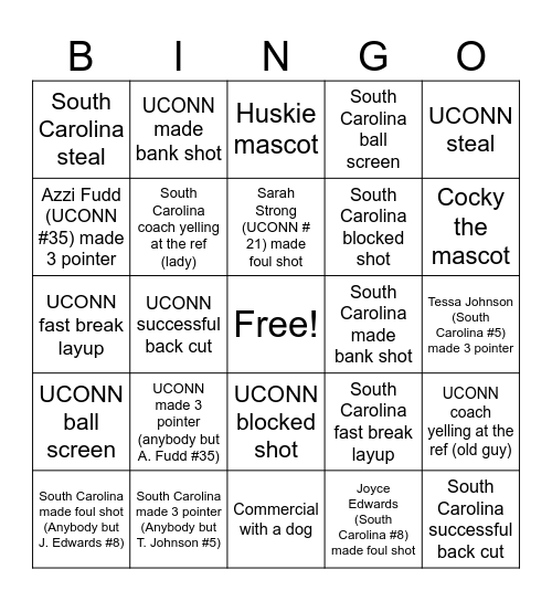 Basketball BINGO! Bingo Card