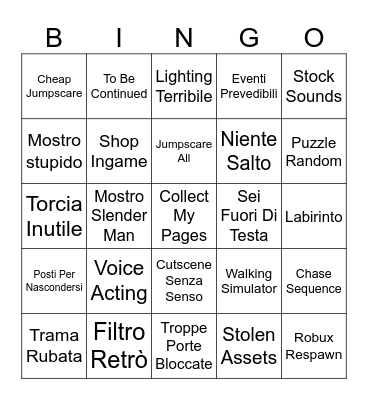 Roblox Horror Bingo Card
