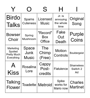 Galaxy Movie Bingo Card