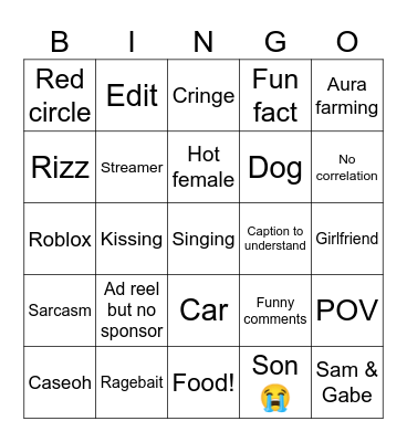 Bingo Instagram funny Bingo Card