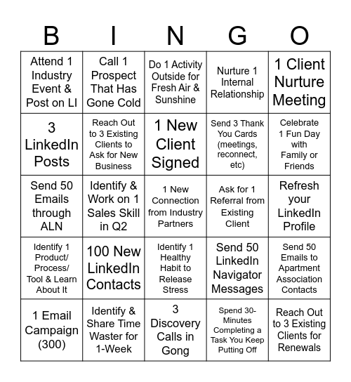 Q2 Everon Multifamily Bingo Contest Bingo Card