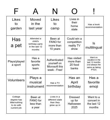 Untitled Bingo Card