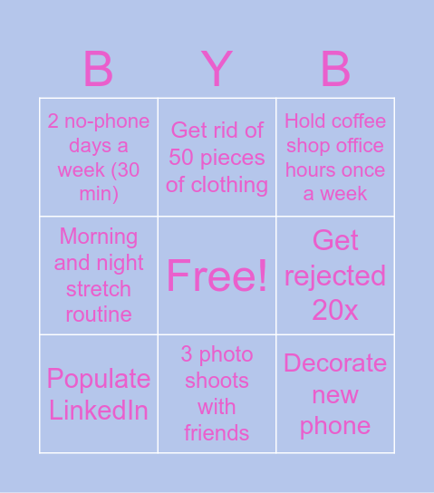 Better Yourself Bingo Card