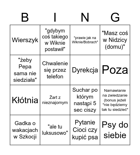 Dziadek Bingo Card