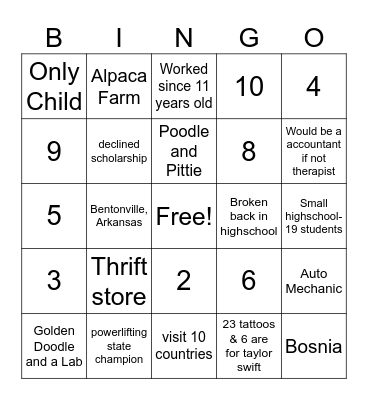 Clinician Facts Bingo Card