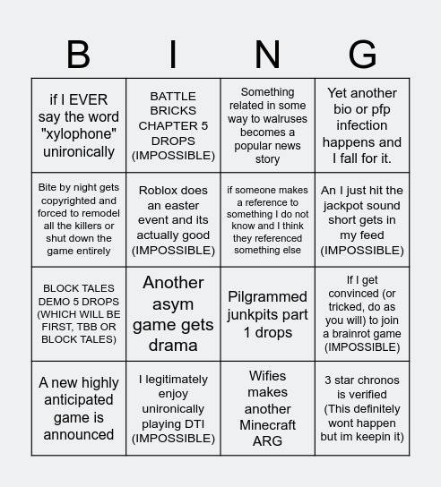 April bingo Card