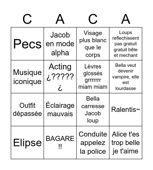 Twilight 3 Bingo Card