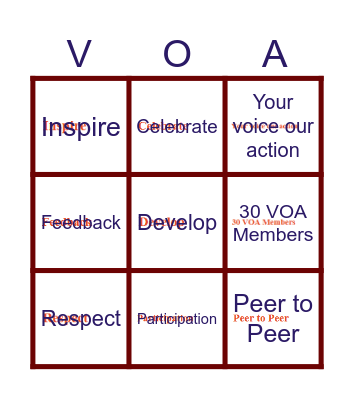 VOA BINGO Card