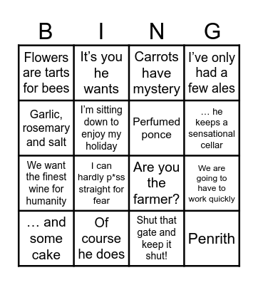 Withnail and I  Bingo Card