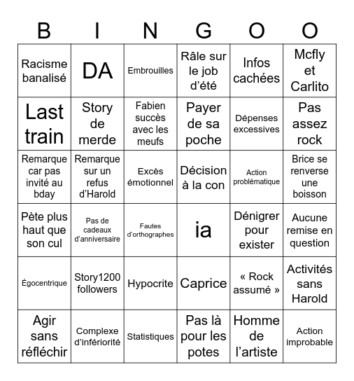 Avrilona Bingo Card
