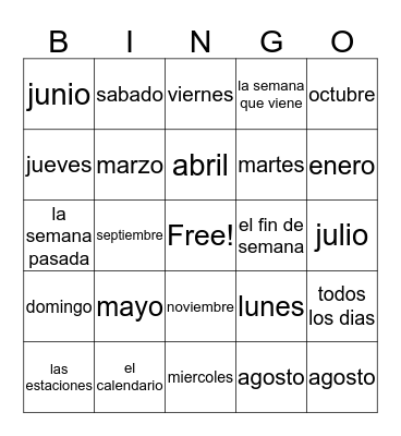 El Calendario Bingo Card