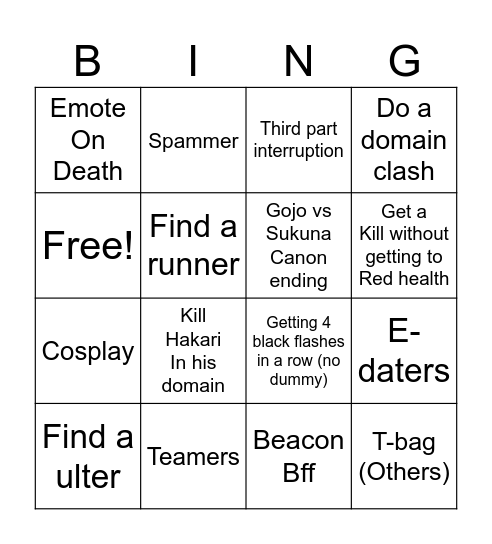 JJS BINGO Card
