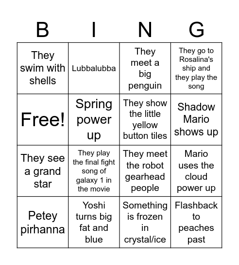 Palmers Bingo Card