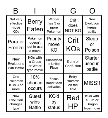 Then we fight bingo UP New Evolutions Bingo Card