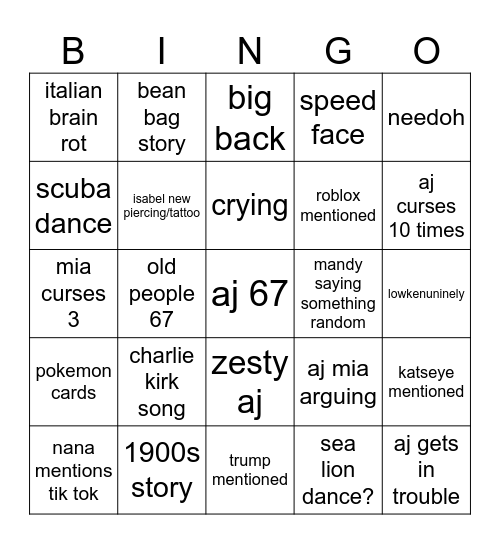 Sunday Easter Bingo Card